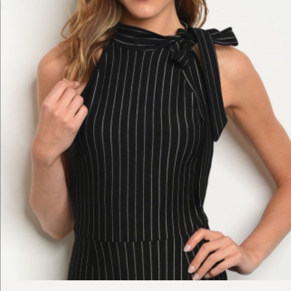 Classy Pin Striped Bow Tie Dress - Picture 3 of 5